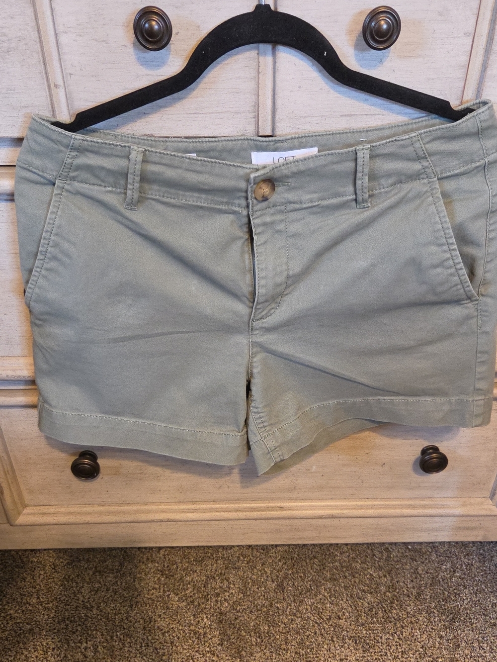 LOFT Sage Green Cotton Bermuda Shorts